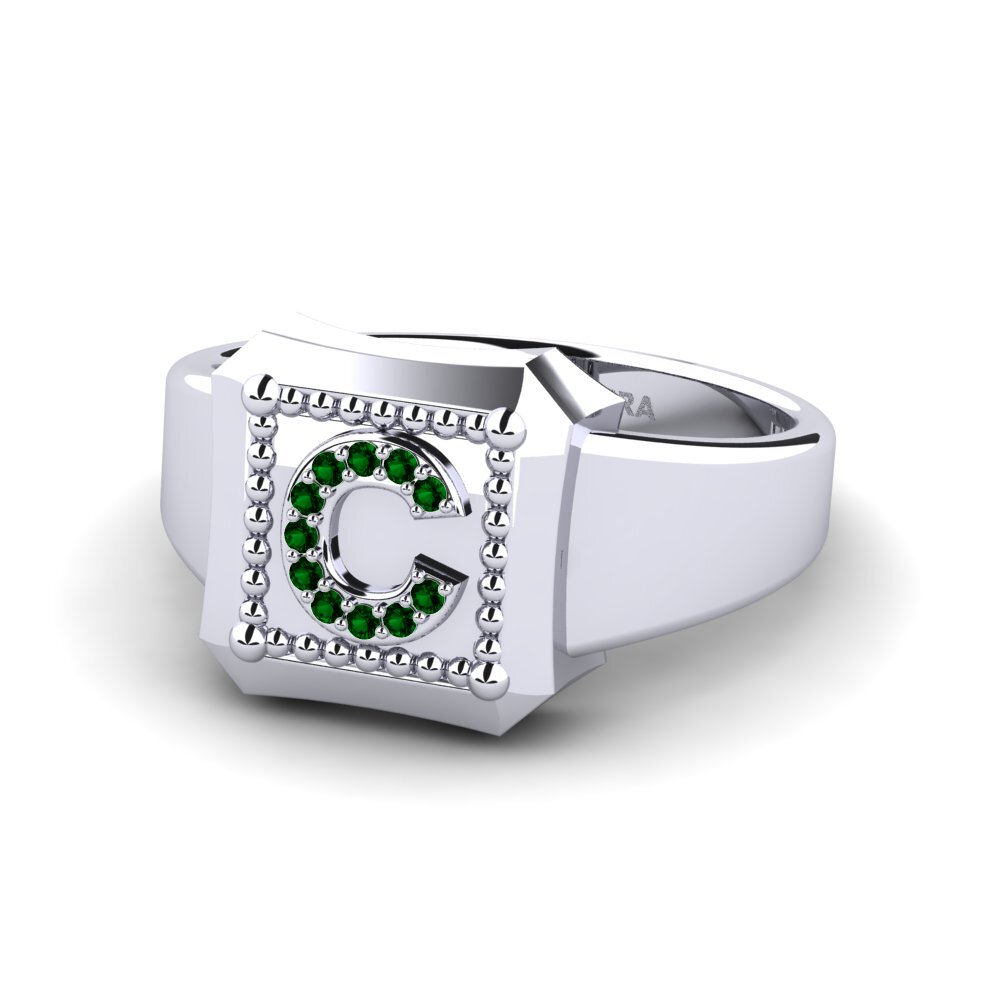 Palladium 950 Grüner Zirkonia Ringe Covoque C