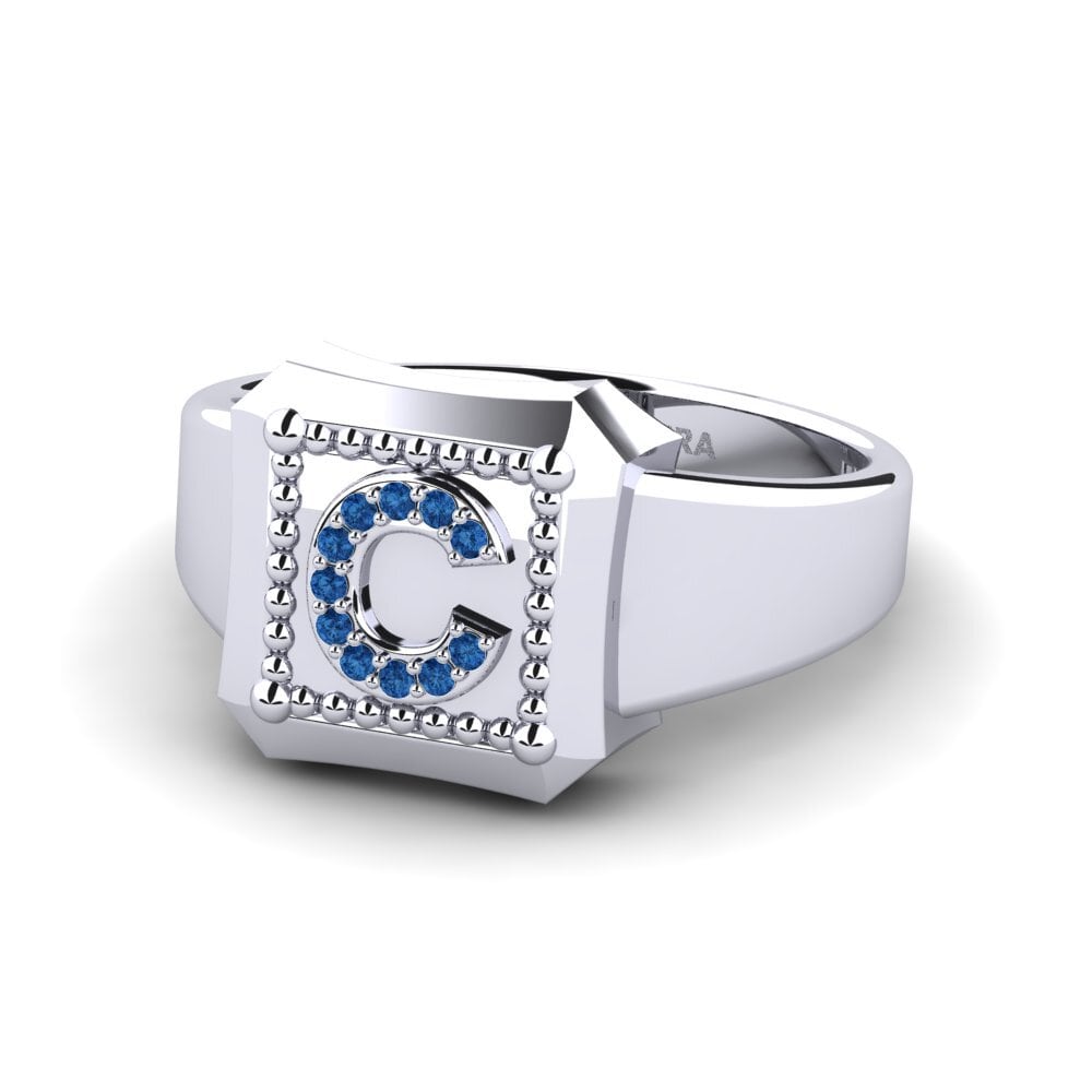 Palladium 950 Dunkelblauer Zirkonia Ringe Covoque C
