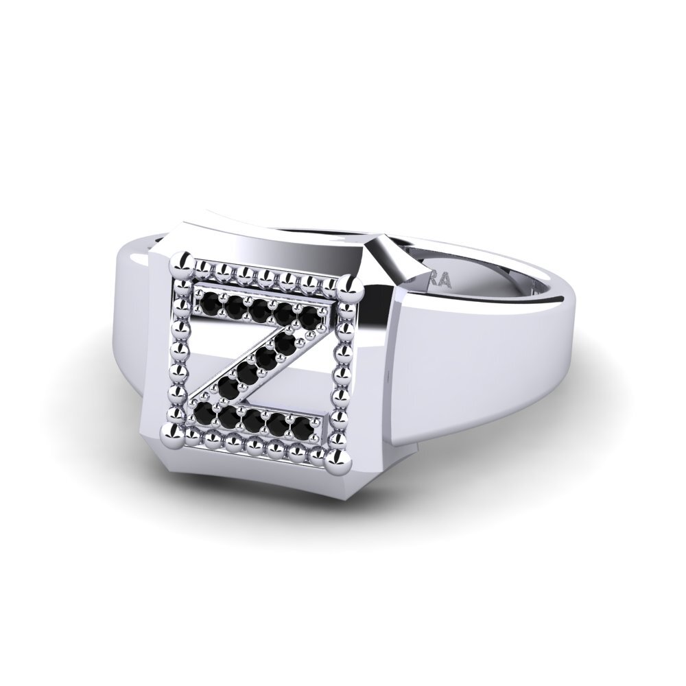 Palladium 950 Schwarzer Onyx Ringe Covoque Z