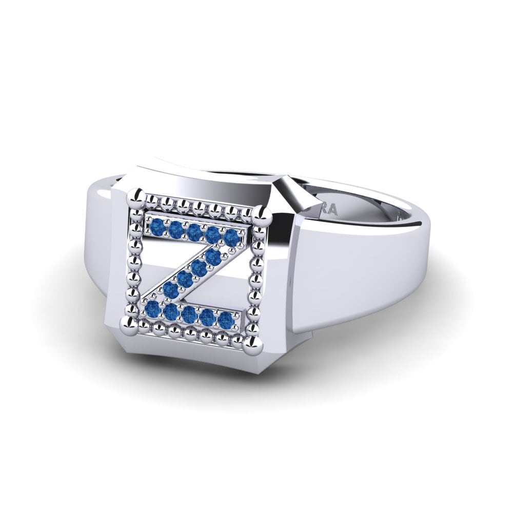 Palladium 950 Dunkelblauer Zirkonia Ringe Covoque Z