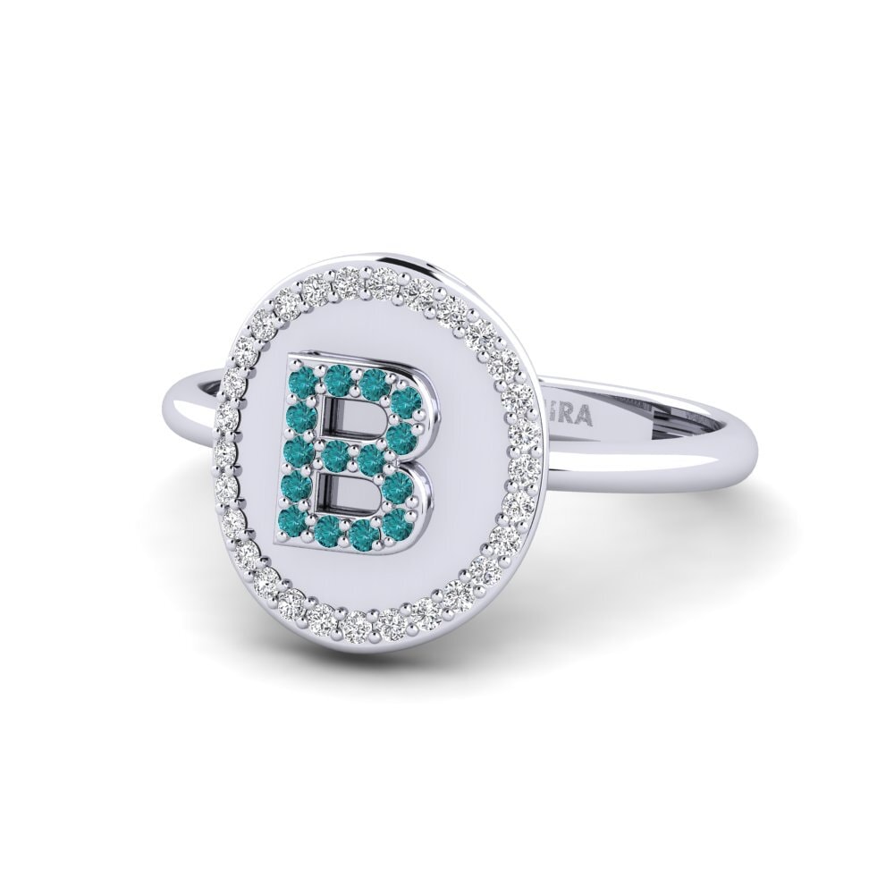 Palladium 950 Blauer Diamant Ringe Cytise B
