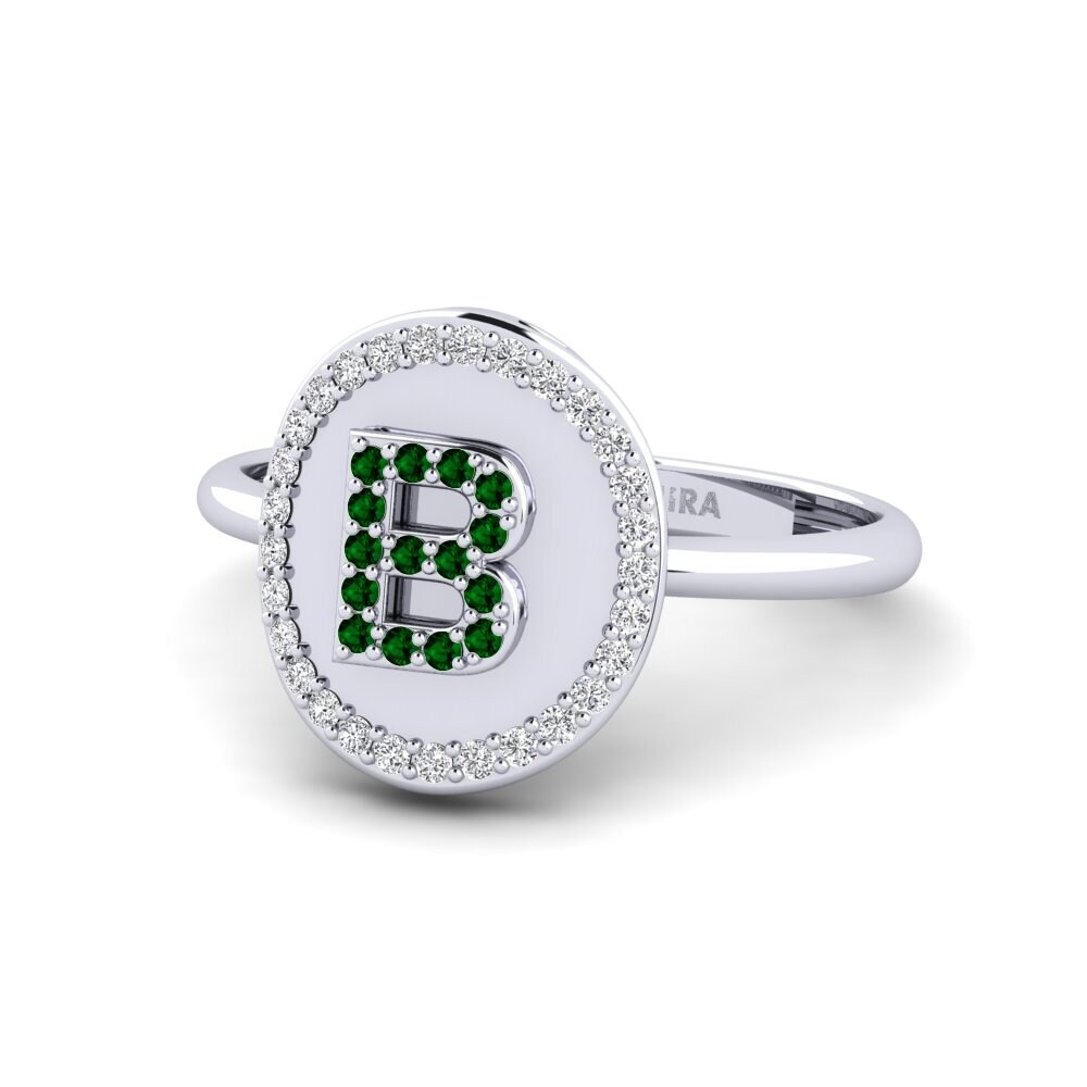 Palladium 950 Grüner Zirkonia Ringe Cytise B