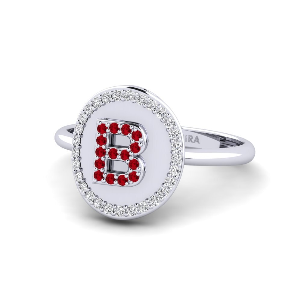 Palladium 950 Roter Zirkonia Ringe Cytise B