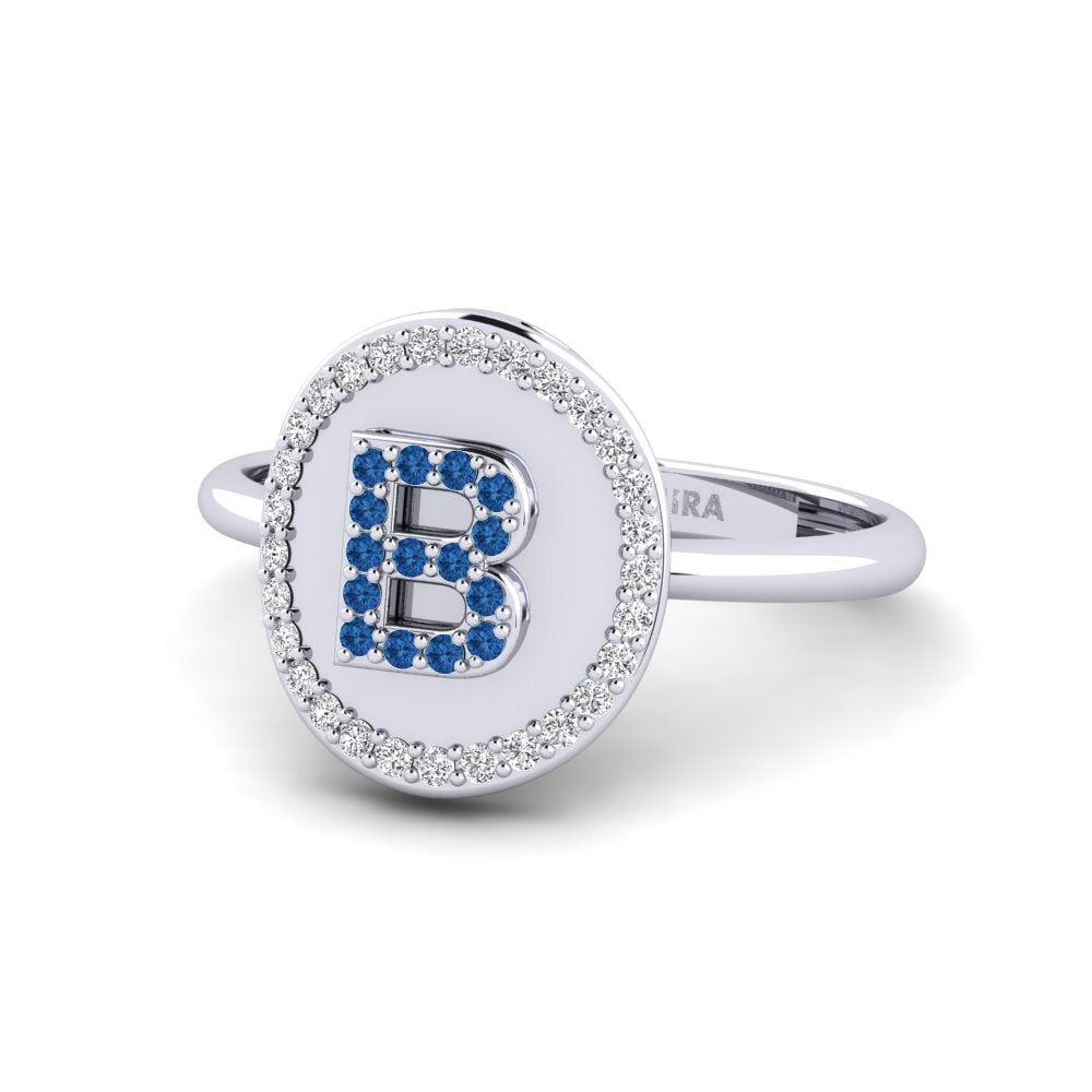 Palladium 950 Dunkelblauer Zirkonia Ringe Cytise B