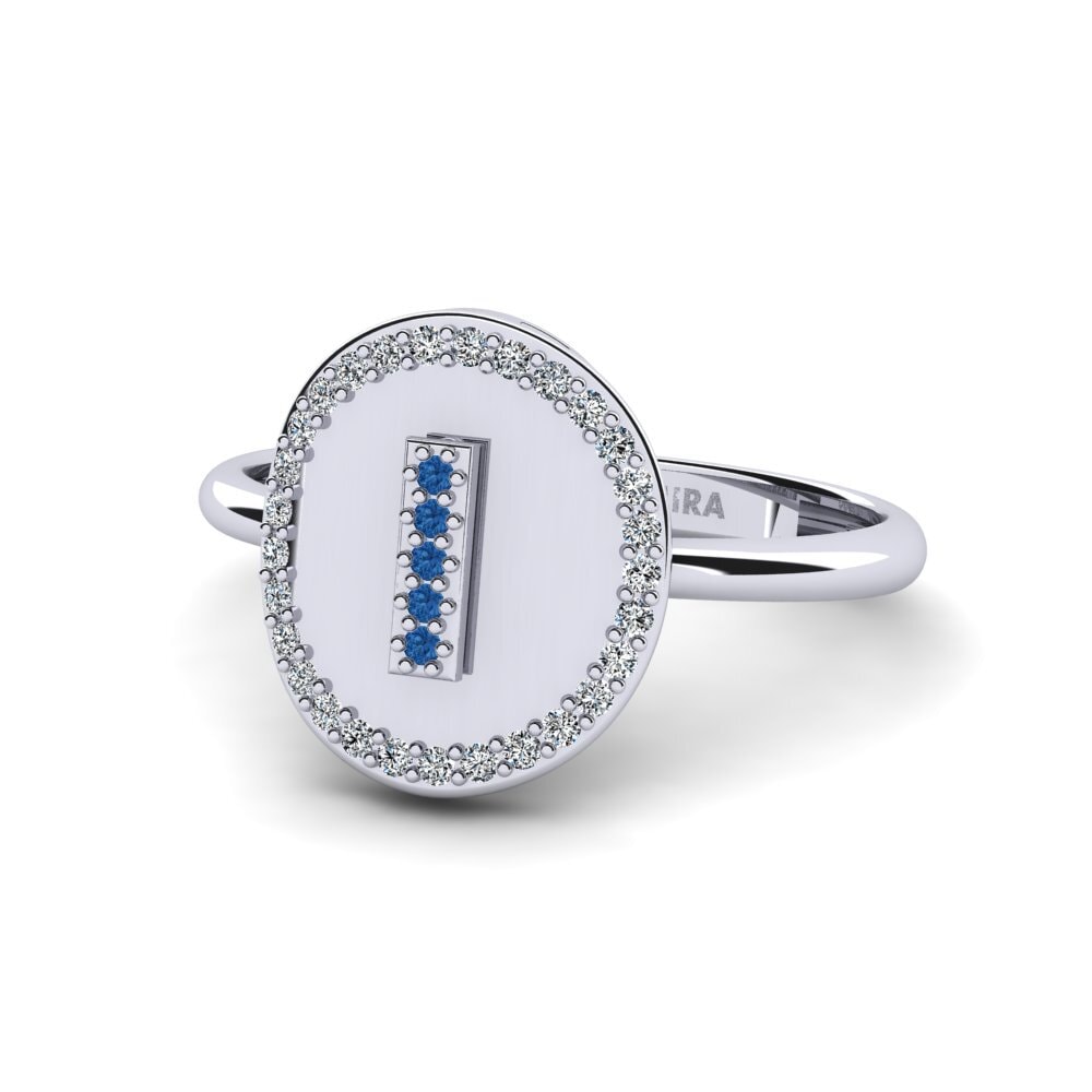 Palladium 950 Dunkelblauer Zirkonia Ringe Cytise I