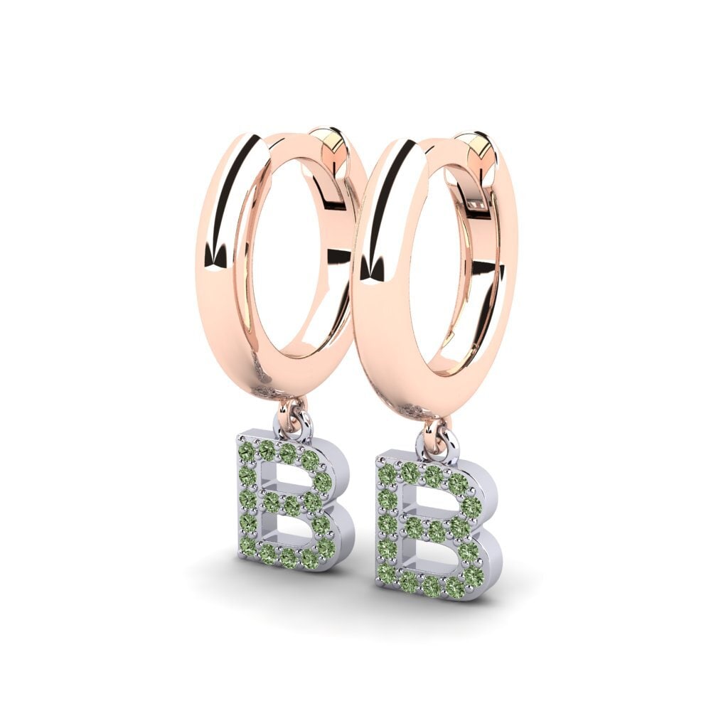 14k Oro Rosa & Blanco Diamante Verde Pendiente de mujer Medraut B