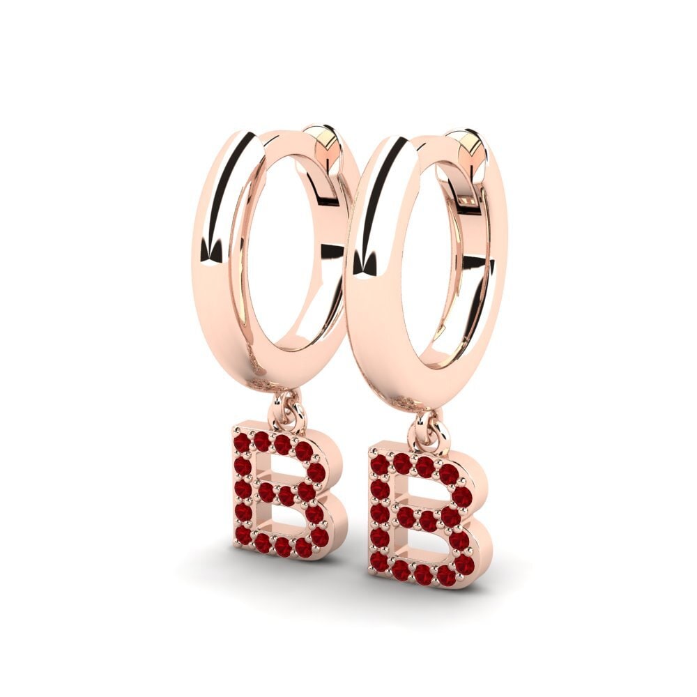 14k Oro Rosa Circonita Roja Pendiente de mujer Medraut B