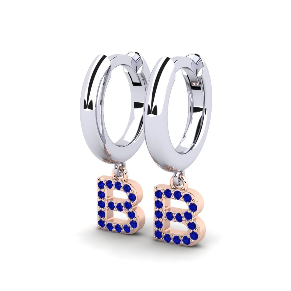 14k Oro Blanco & Rosa Zafiro Pendiente de mujer Medraut B