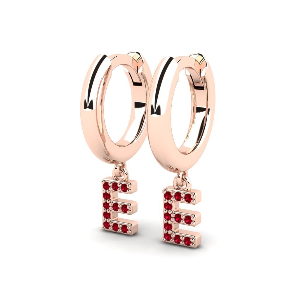14k Oro Rosa Circonita Roja Pendiente de mujer Medraut E