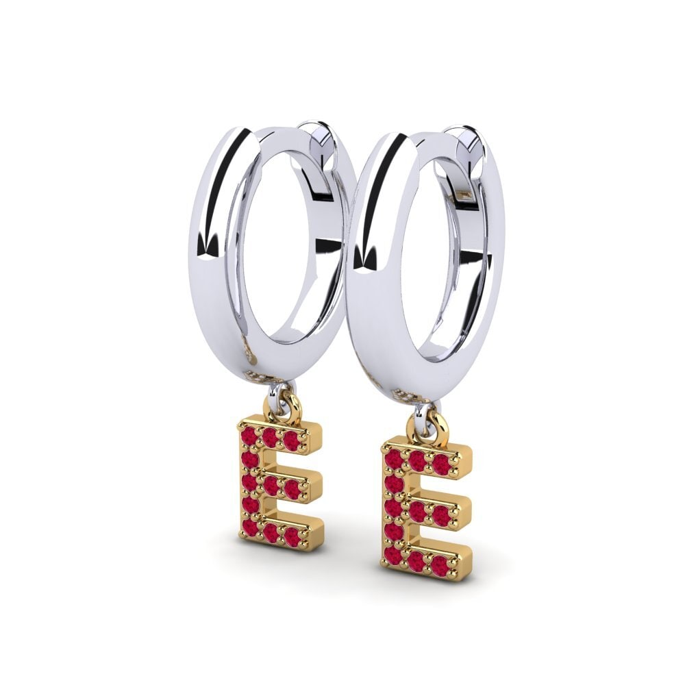 18k Oro Blanco & Amarillo Rubí Pendiente de mujer Medraut E