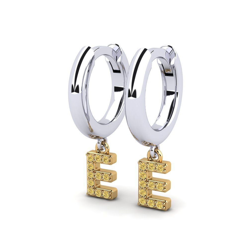 18k Oro Blanco & Amarillo Diamante Amarillo Pendiente de mujer Medraut E