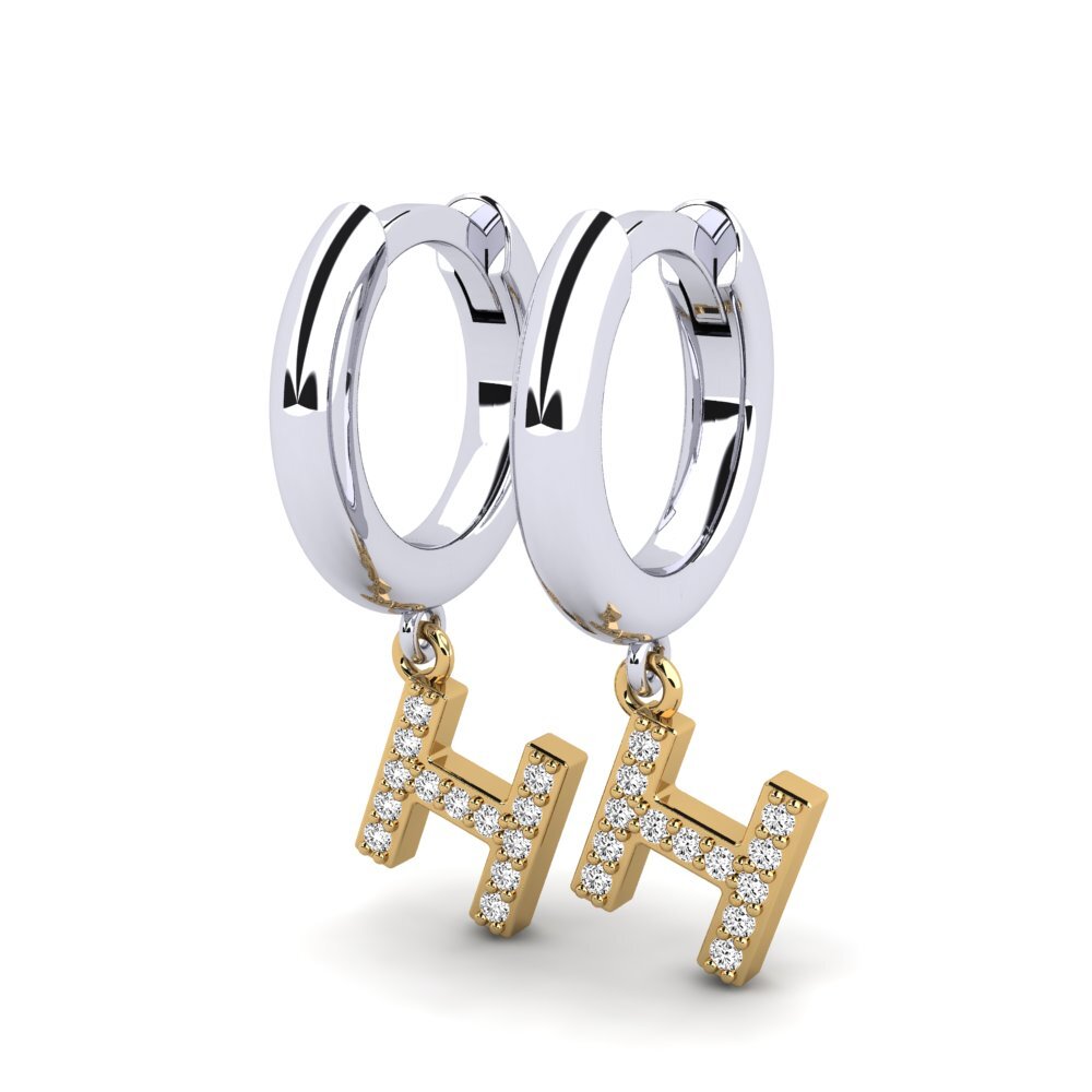 18k Oro Blanco & Amarillo Moissanita Pendiente de mujer Medraut H