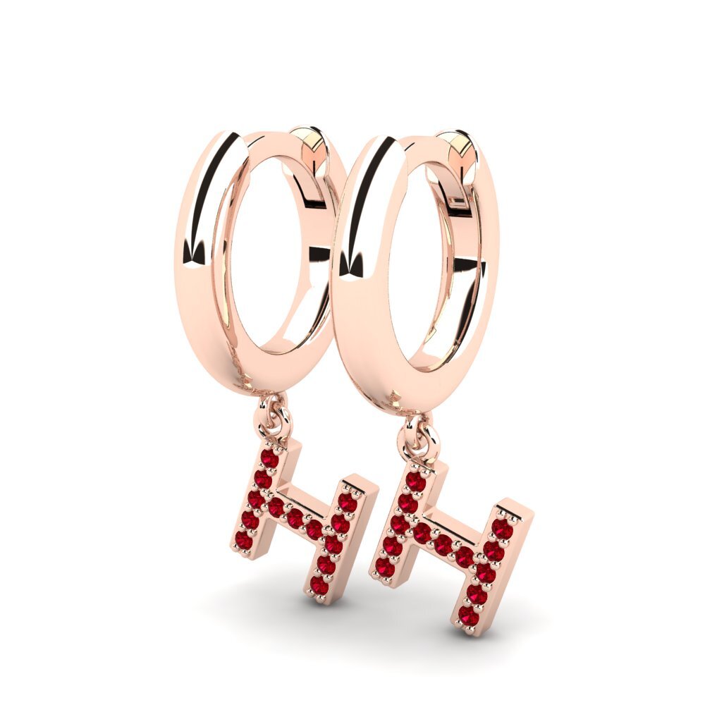 14k Oro Rosa Circonita Roja Pendiente de mujer Medraut H