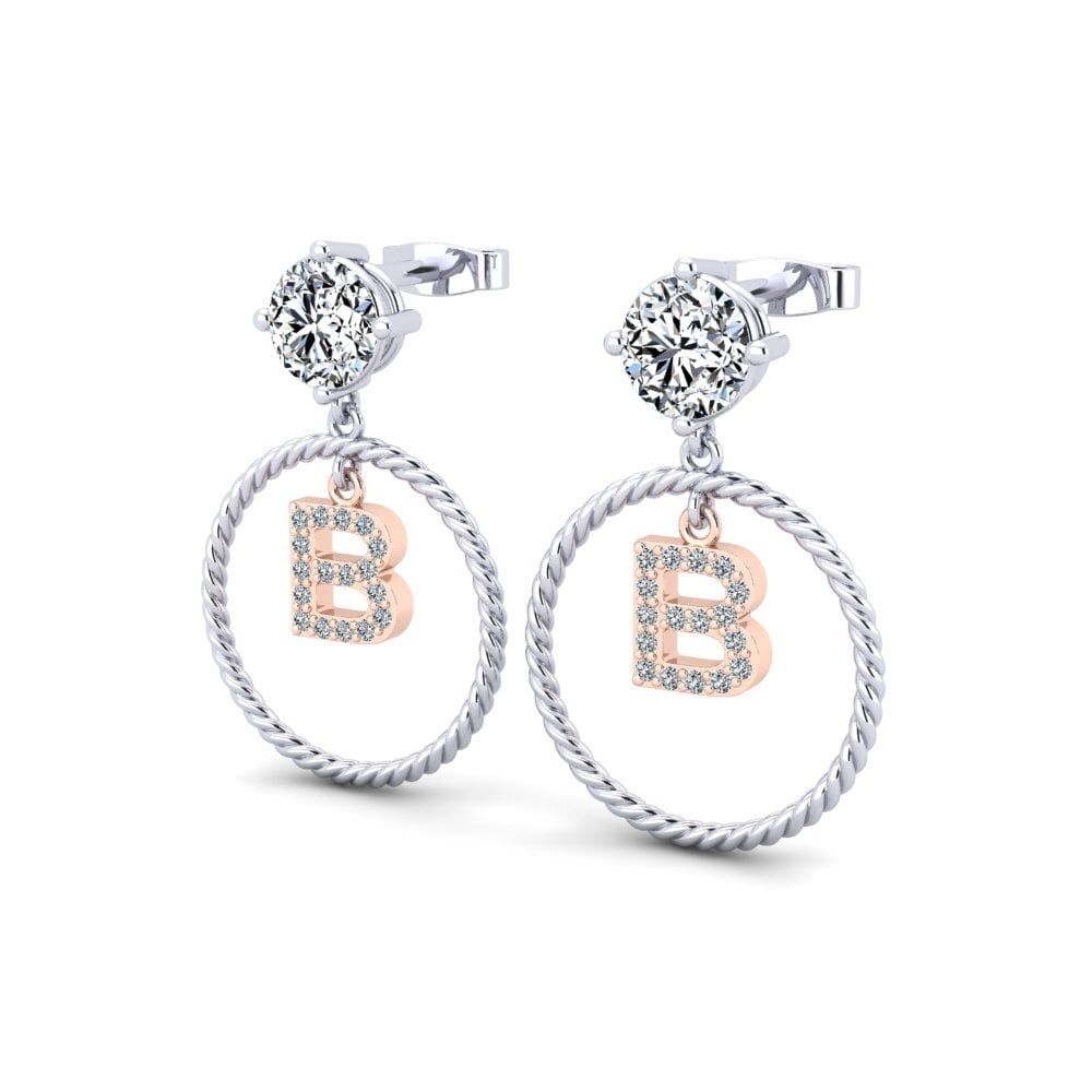 9k Oro Blanco & Rosa Pendiente de mujer Noss B