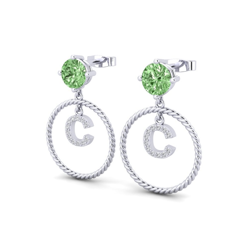 Platino 950 Diamante Verde Pendiente de mujer Noss C