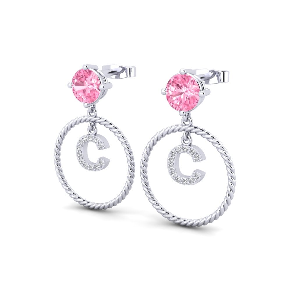 18ct White Gold Pink Sapphire Women's Earring Noss C