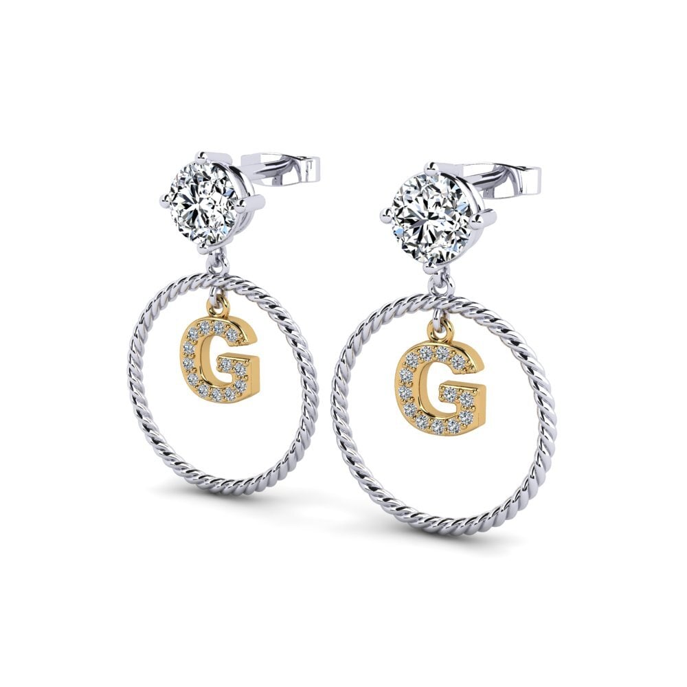 9k Oro Blanco & Amarillo Pendiente de mujer Noss G