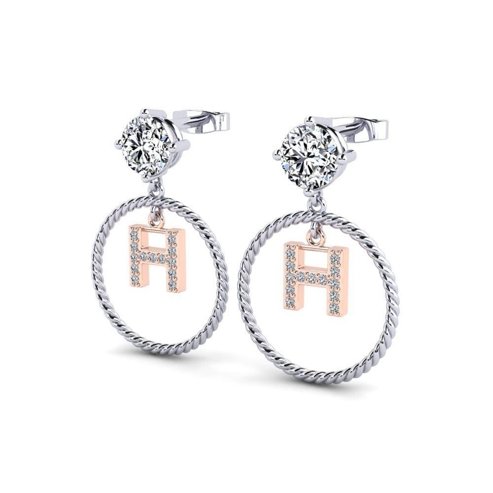 9k Oro Blanco & Rosa Pendiente de mujer Noss H