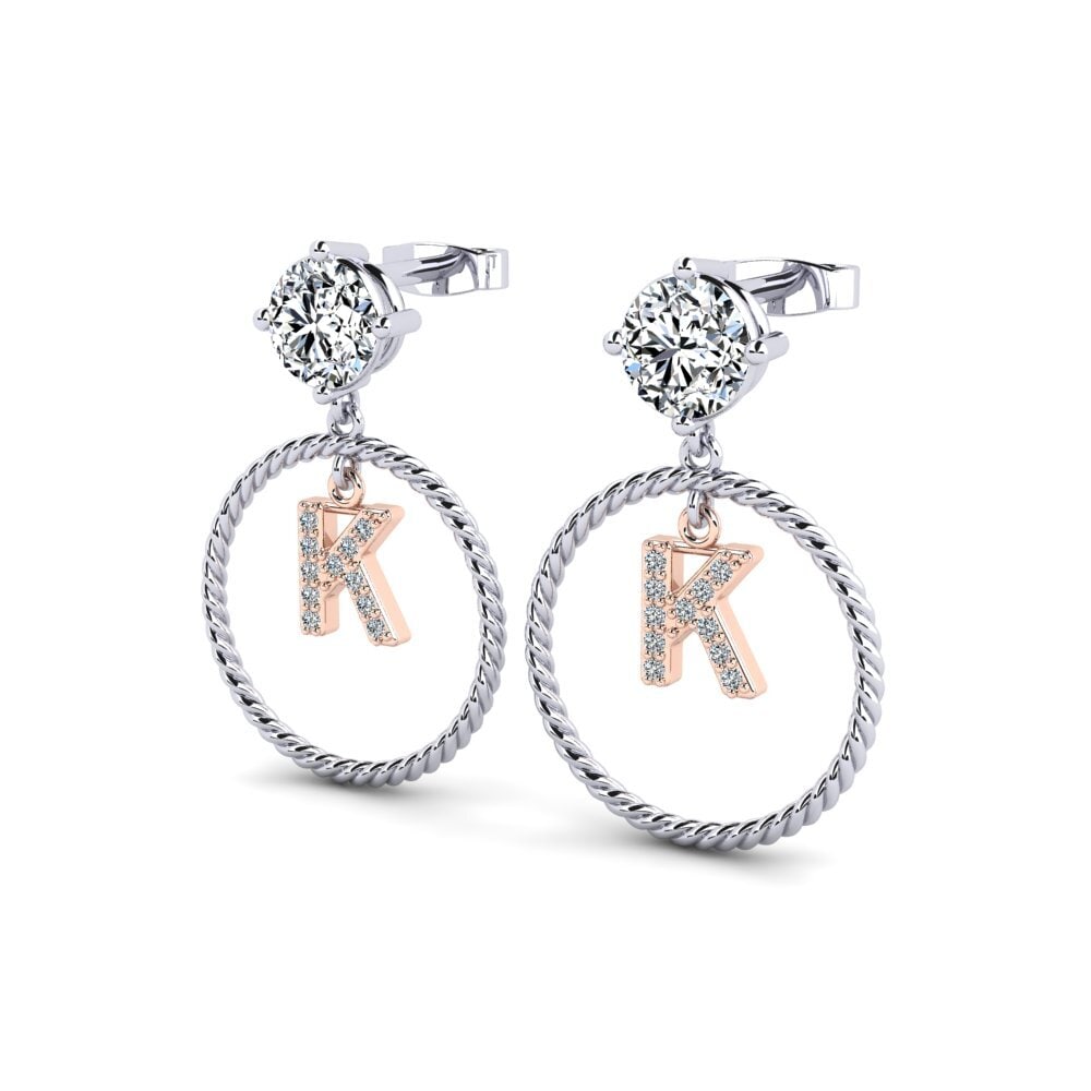 9k Oro Blanco & Rosa Pendiente de mujer Noss K