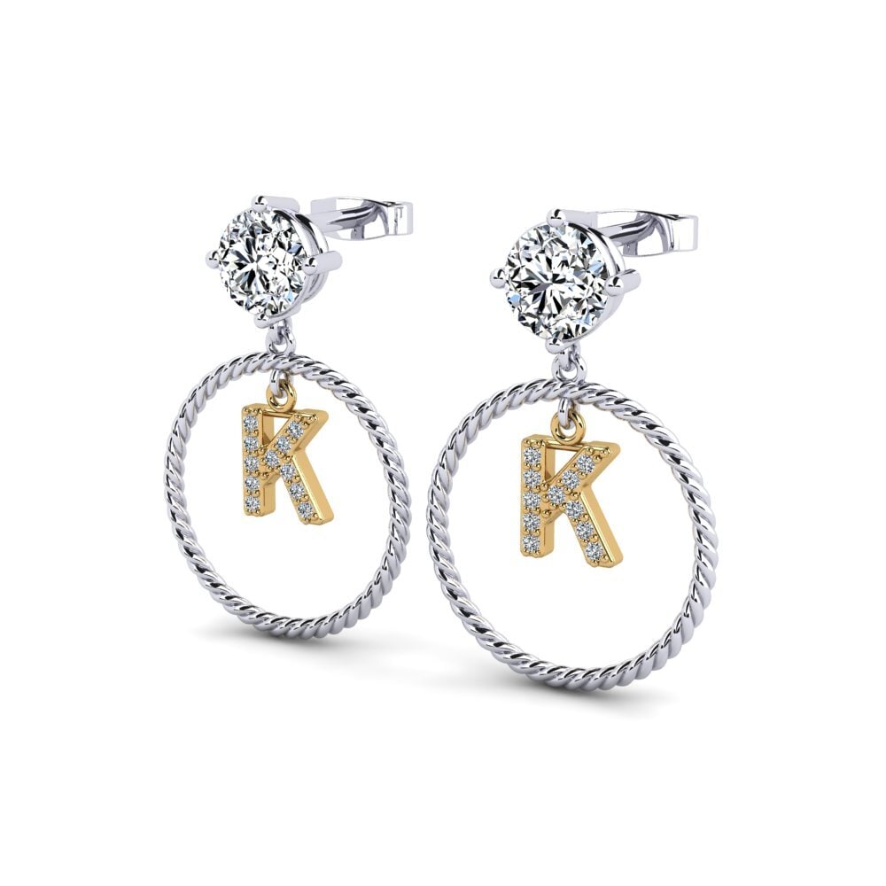 9k Oro Blanco & Amarillo Pendiente de mujer Noss K