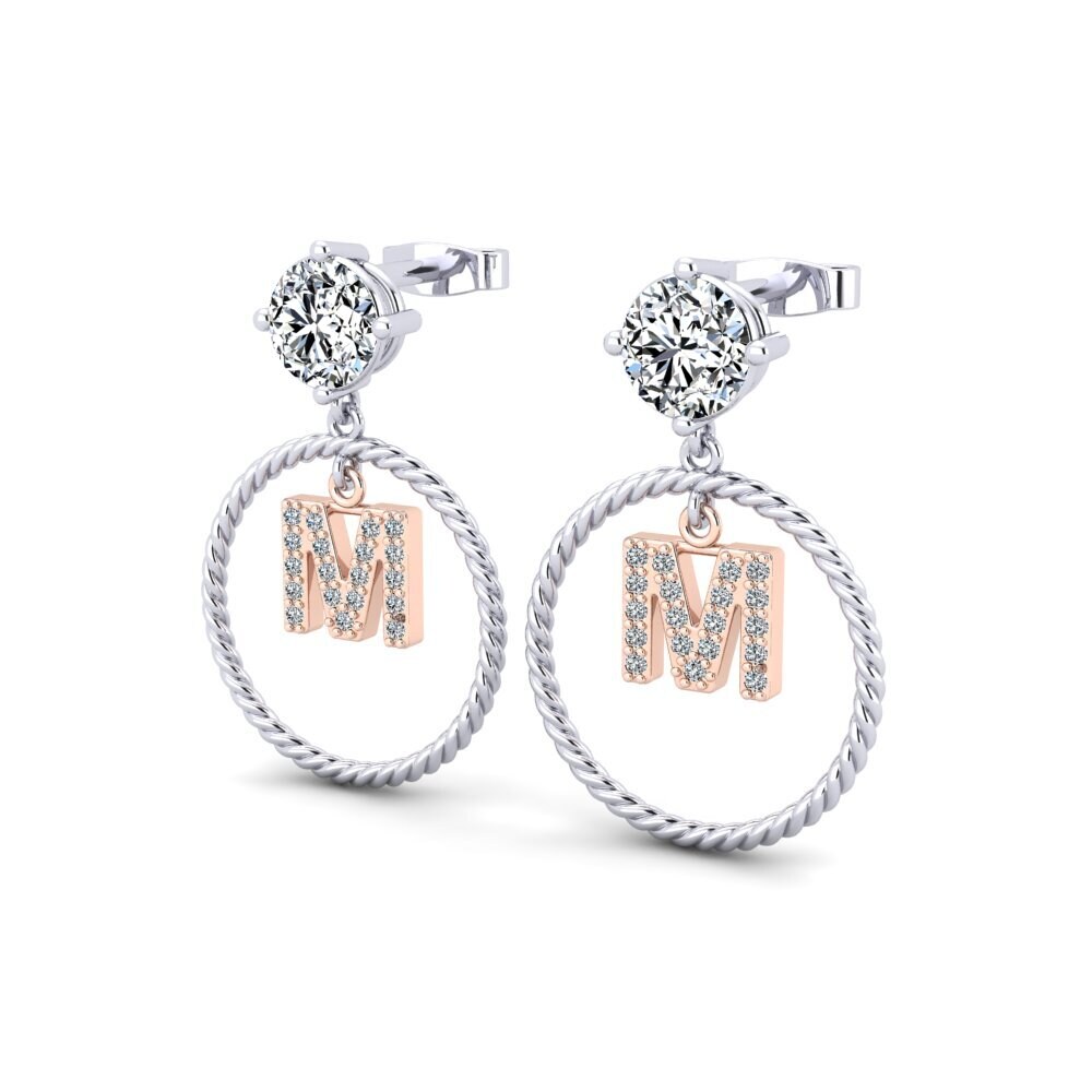 9k Oro Blanco & Rosa Pendiente de mujer Noss M