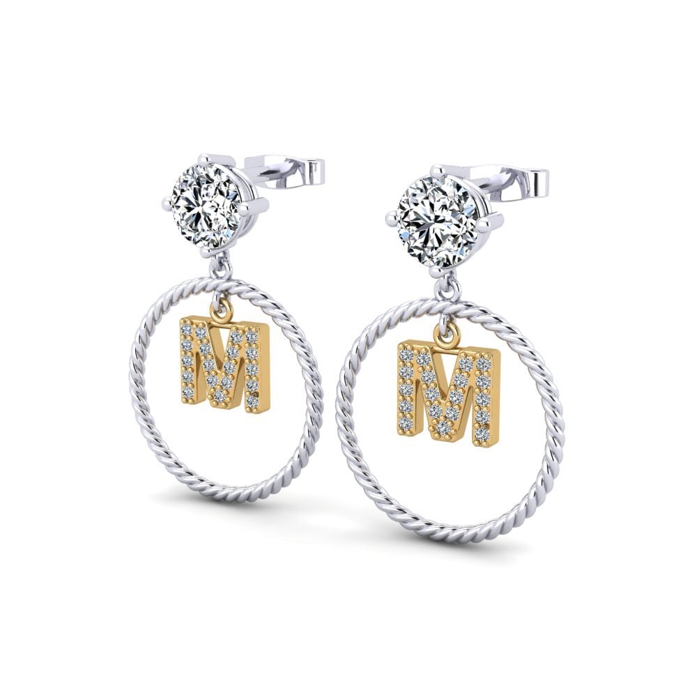 9k Oro Blanco & Amarillo Pendiente de mujer Noss M