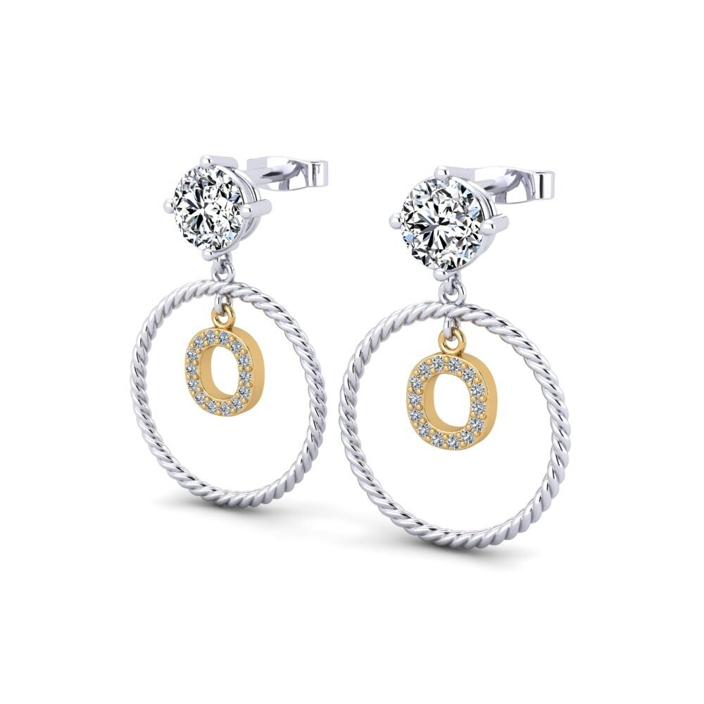 9k Oro Blanco & Amarillo Pendiente de mujer Noss O