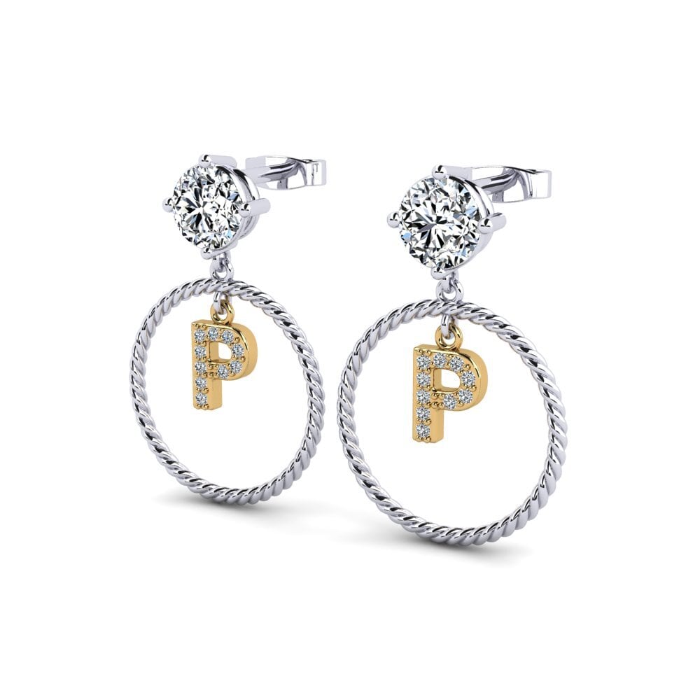 9k Oro Blanco & Amarillo Pendiente de mujer Noss P