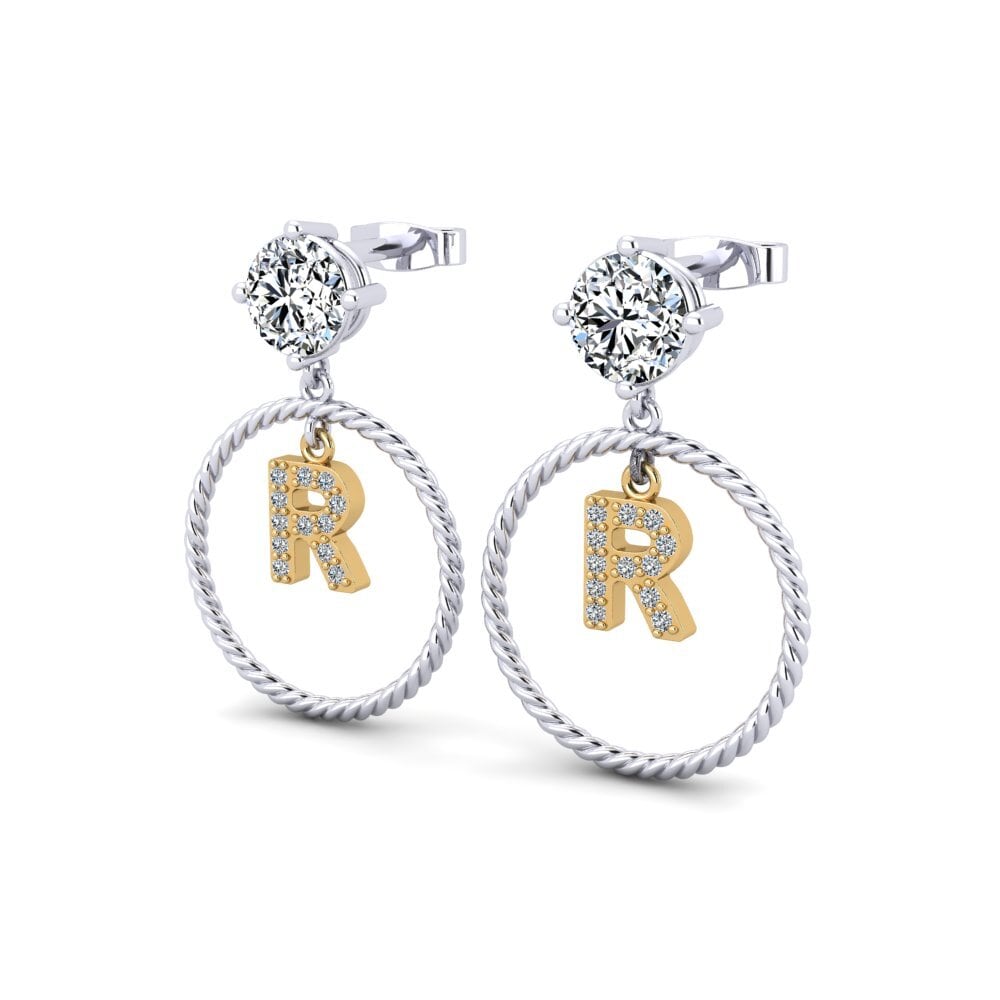 9k Oro Blanco & Amarillo Pendiente de mujer Noss R