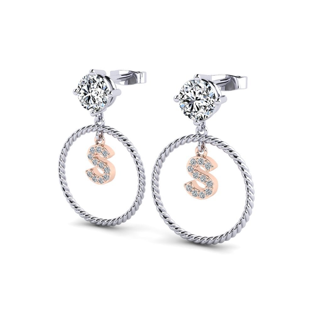 9k Oro Blanco & Rosa Pendiente de mujer Noss S