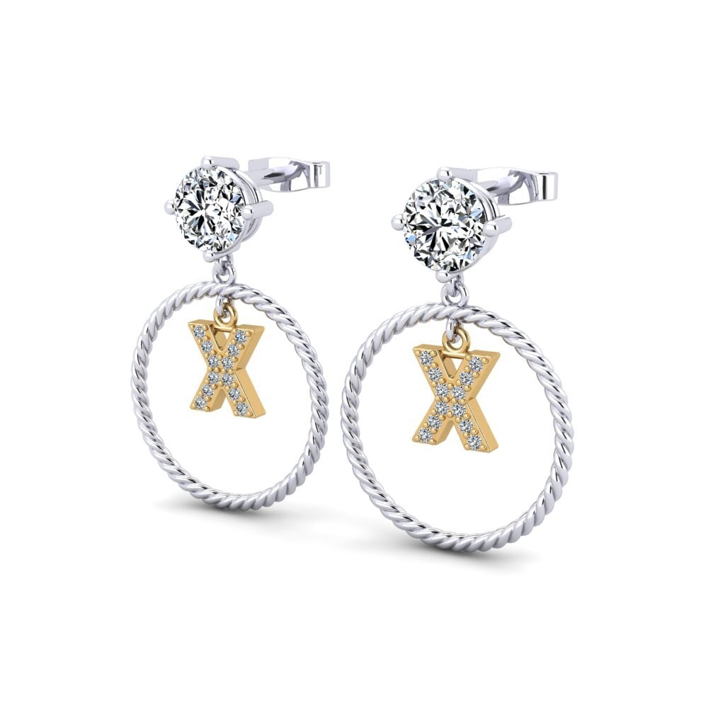 9k Oro Blanco & Amarillo Pendiente de mujer Noss X