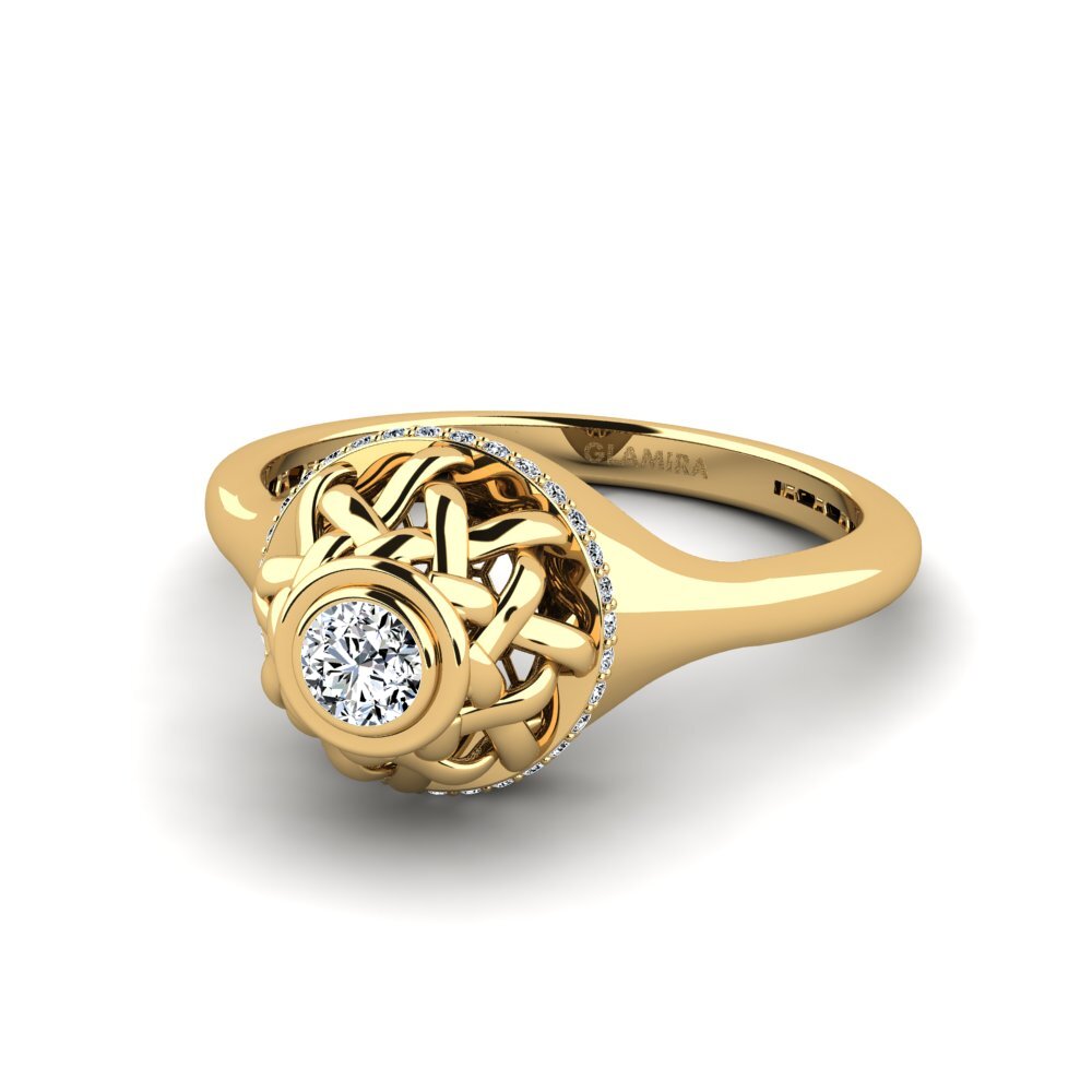 Bague De Fiançailles Or Jaune Flash & Argent 925 – Zircone Émeraude Taille 8