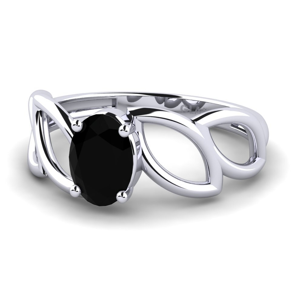 Black Onyx Engagement Ring Demoiselle