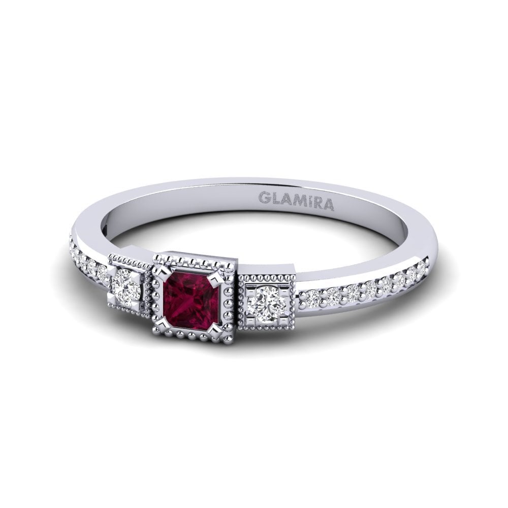 9ct White Gold Rhodolite Garnet Engagement Ring Electrique