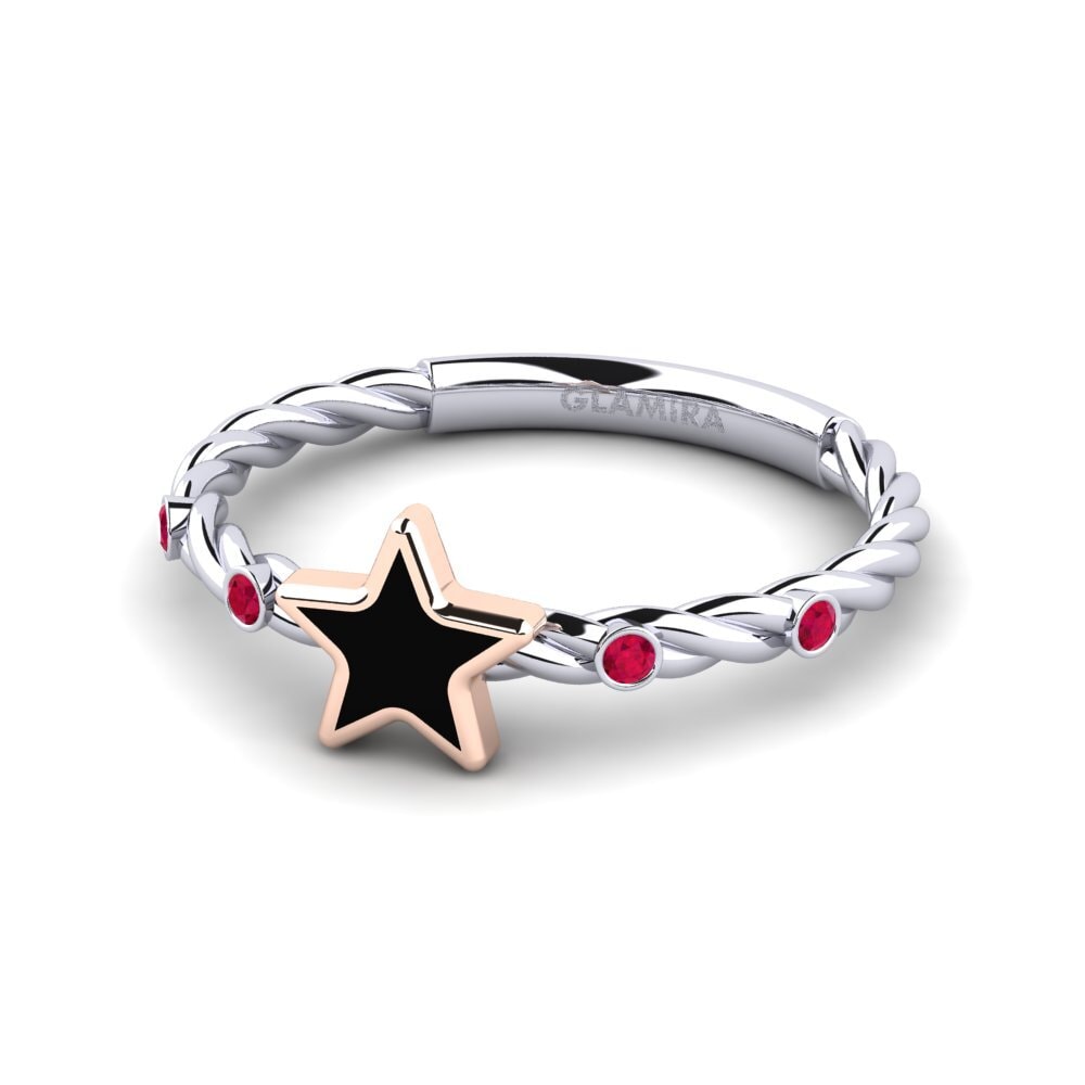 Or Blanc & Rose14k Bague Inverse