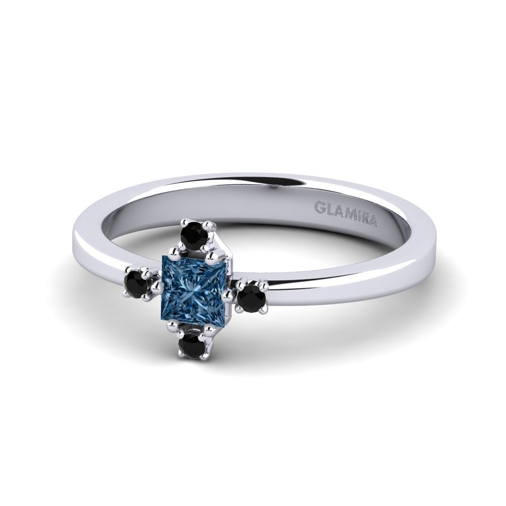 Princess Blue Diamond Engagement Ring Lestomac