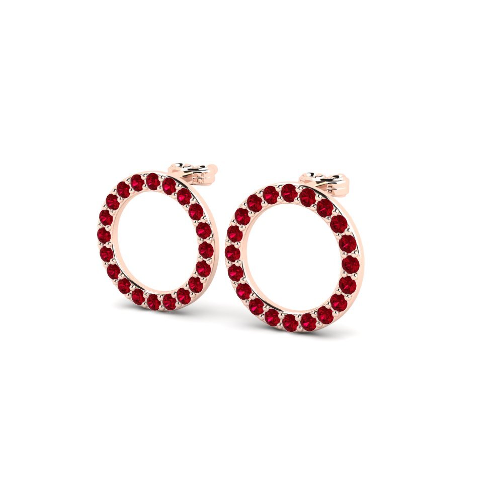 14k Oro Rosa Circonita Roja Pendiente de mujer Deviera O