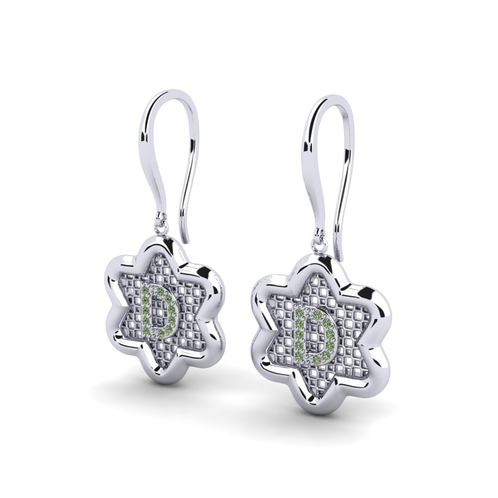 Platino 950 Diamante Verde Pendiente de mujer Girandole D