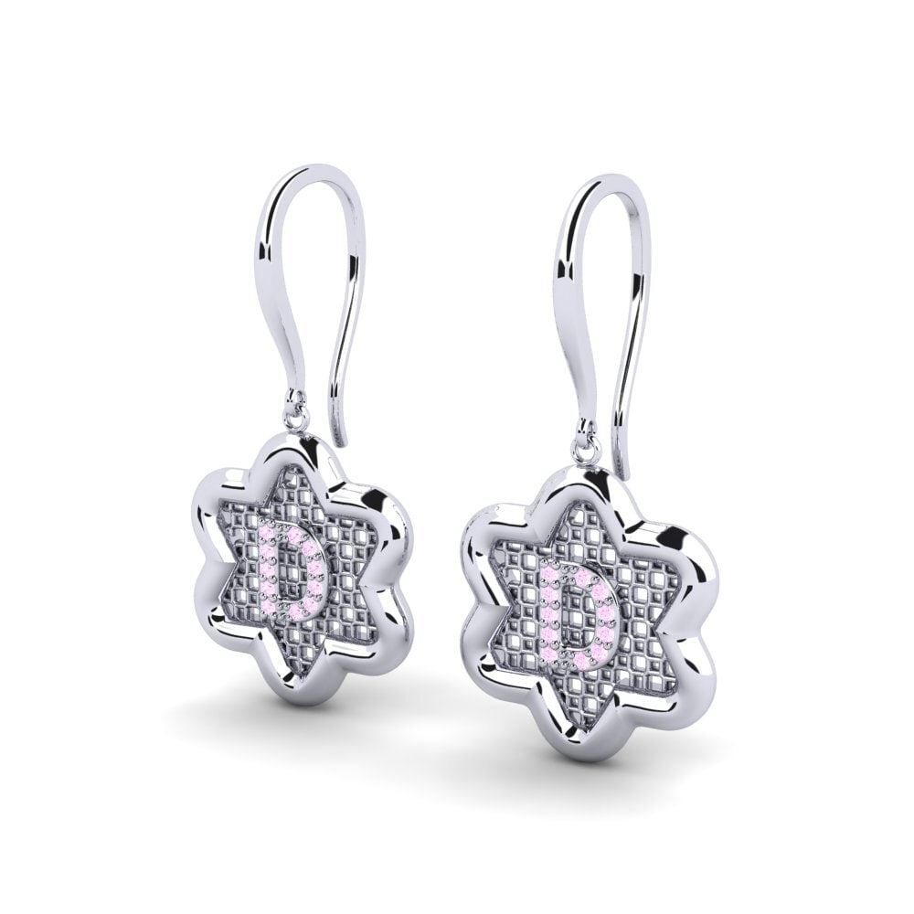 18ct White Gold Pink Sapphire Women's Earring Girandole D