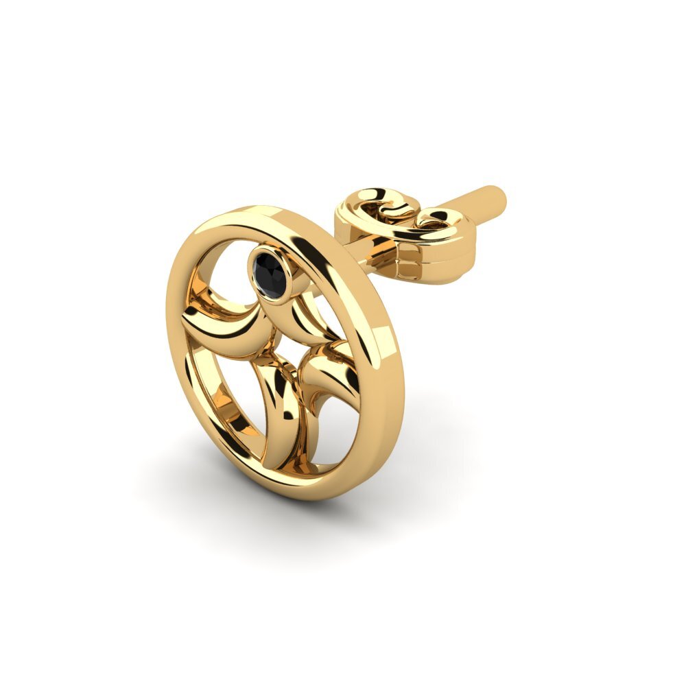9k Oro Amarillo Zafiro negro Pendiente para hombre Animate