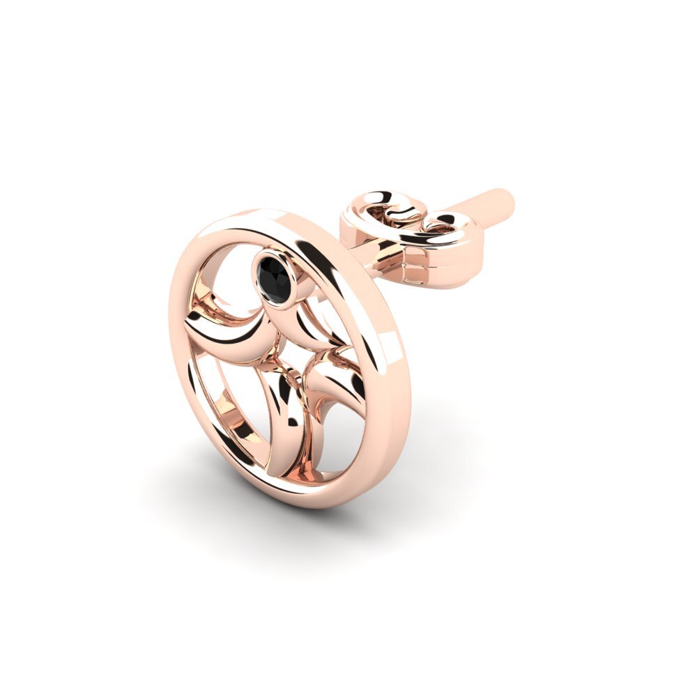 14ct Rose Gold Black Diamond Men's Earring Animate