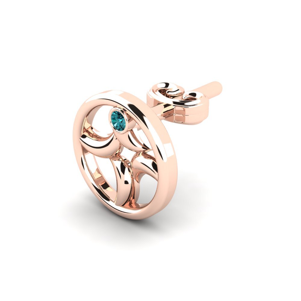 14ct Rose Gold Blue Diamond Men's Earring Animate
