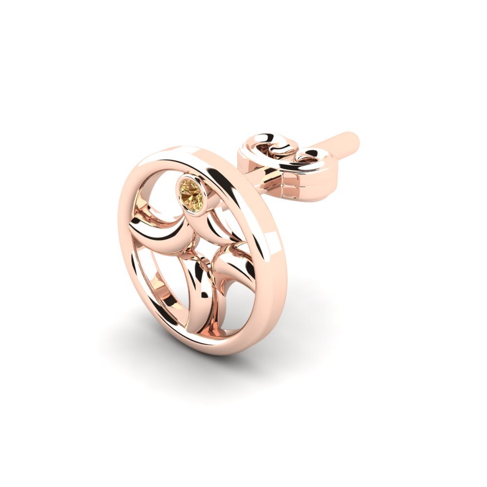 18ct Rose Gold Brown Diamond Men's Earring Animate