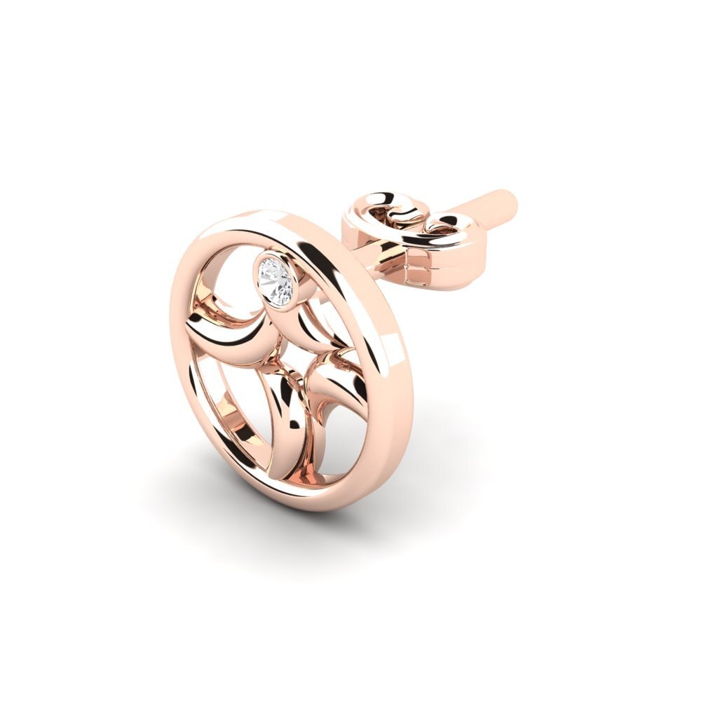18ct Rose Gold White sapphire Men's Earring Animate