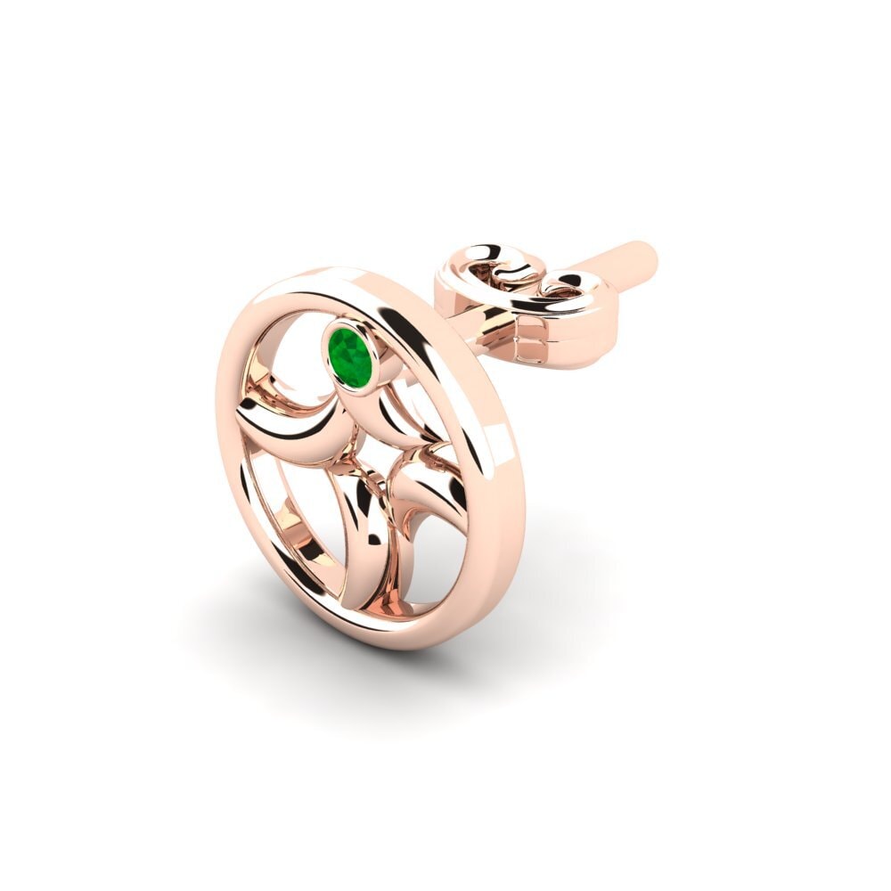 14ct Rose Gold Emerald Men's Earring Animate