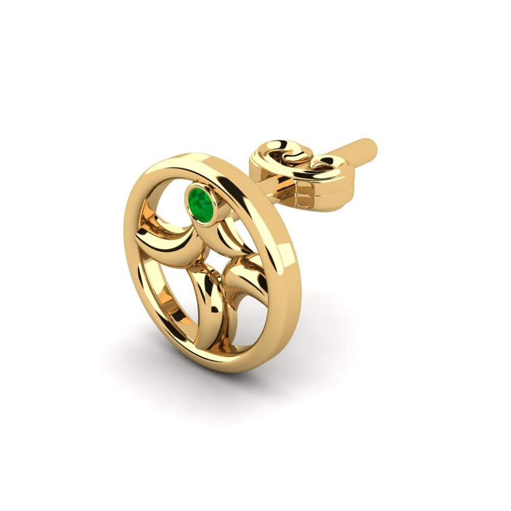 9ct Yellow Gold Emerald Men's Earring Animate
