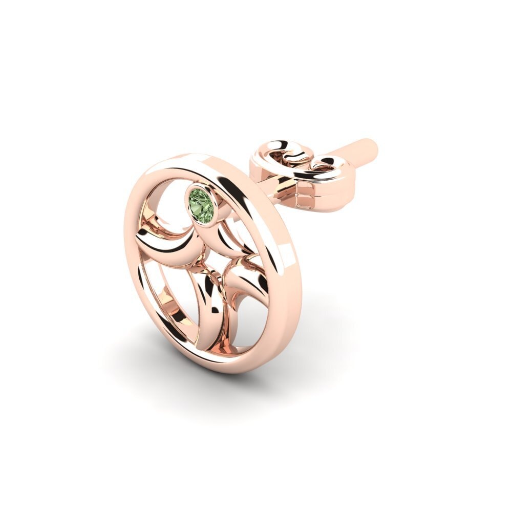18k Oro Rosa Diamante Verde Pendiente para hombre Animate