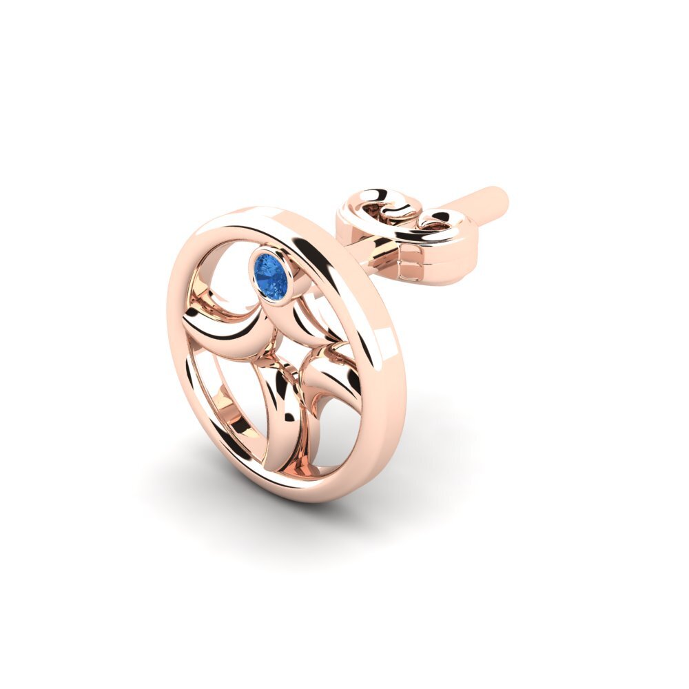 14ct Rose Gold Dark Blue Zirconia Men's Earring Animate