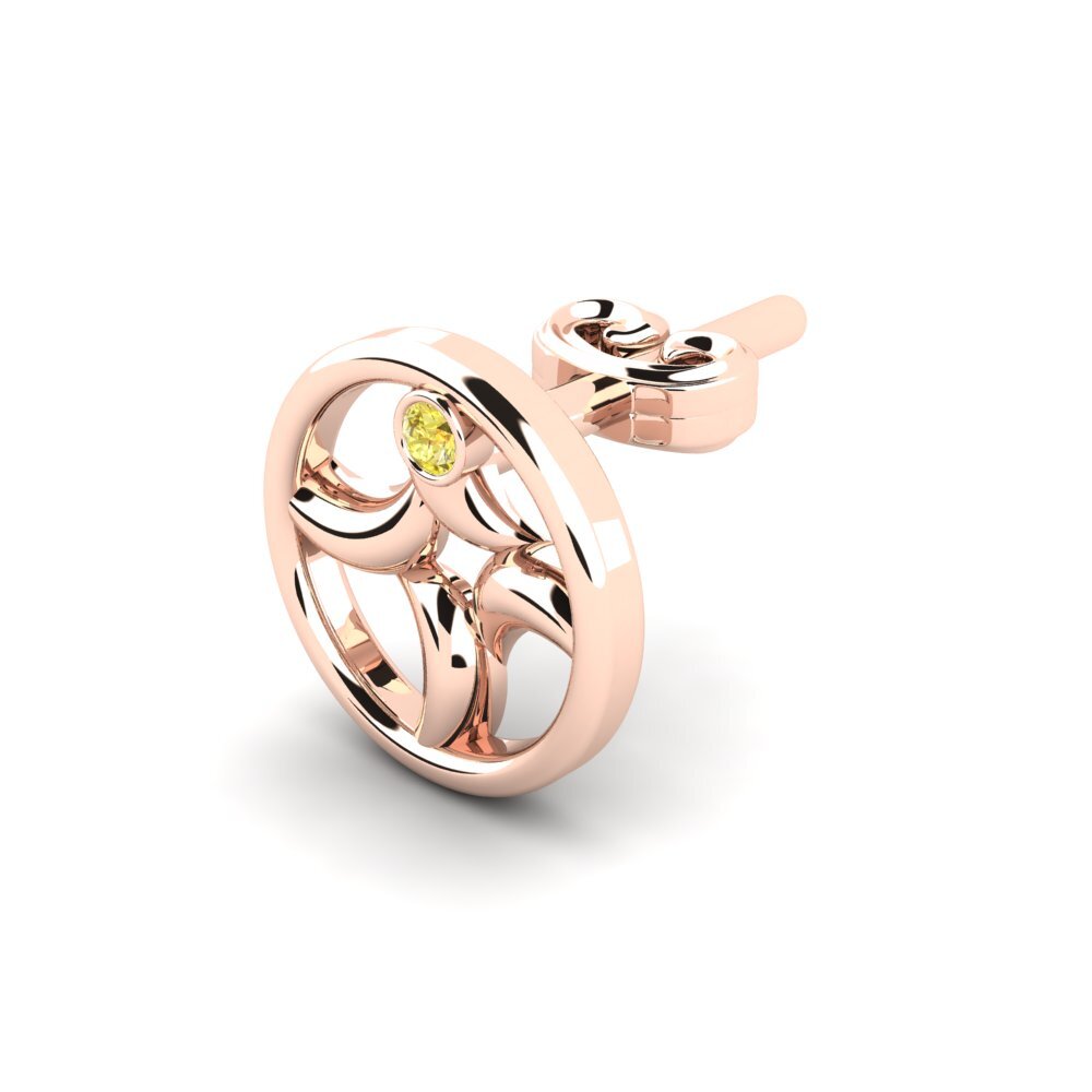 14ct Rose Gold Yellow Sapphire Men's Earring Animate