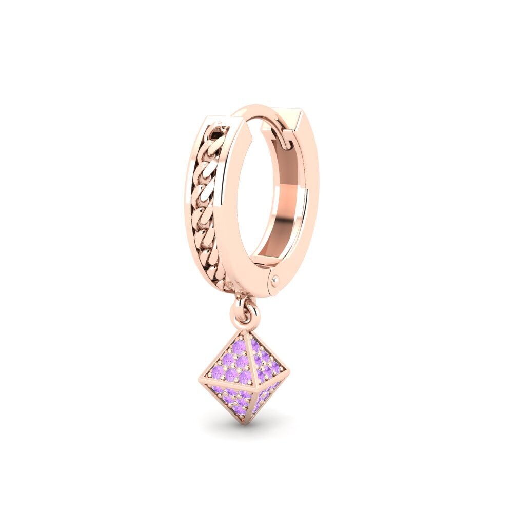 14ct Rose Gold Amethyst Men's Earring Cheminessa
